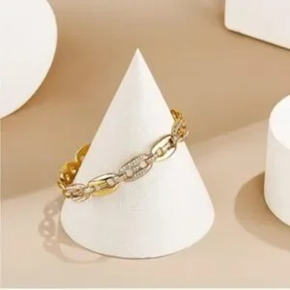 Gold 14k Gold Plated Hollow CZ Bracelet